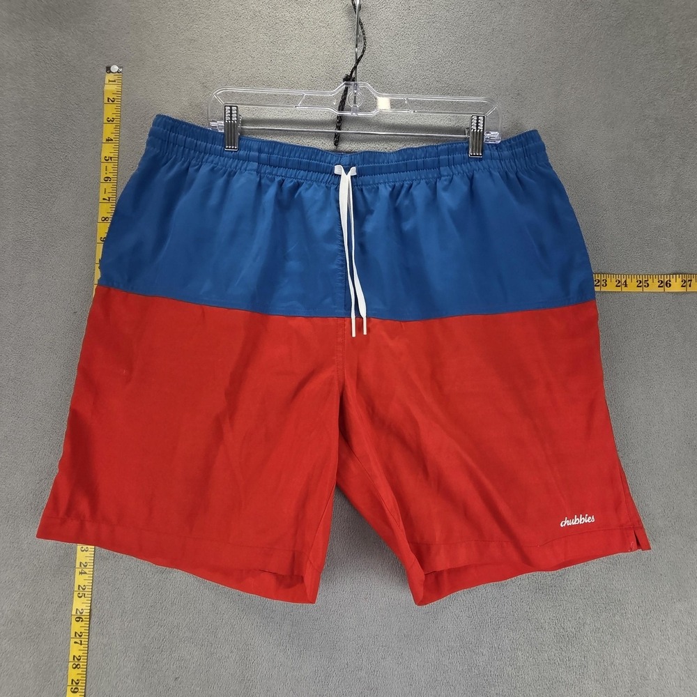 Chubbies Shorts Mens 2XL Blue Red Swim Trunks Mesh Made in USA 7" Inseam